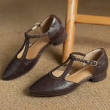 Elizabeth - Leather Strap Shoes with Woven Detail