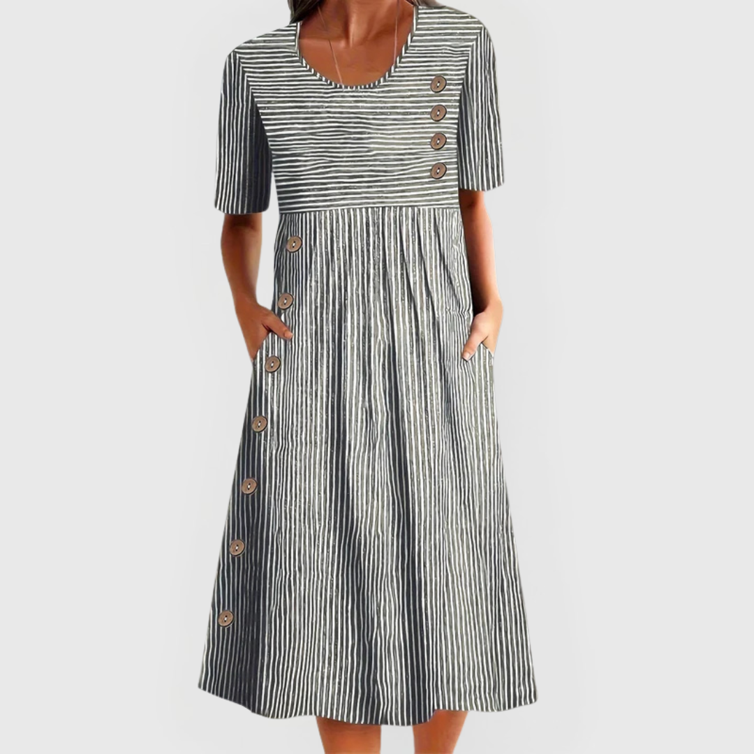 JARNA | MIDI-LENGTH STRIPED DRESS