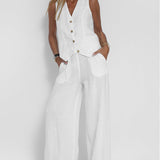 Aira - Button Gilet & Wide Trousers Ensemble
