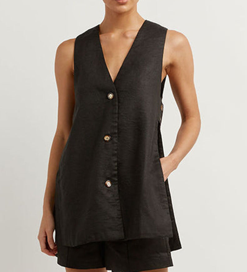 Fiona - Sleeveless Button Ensemble