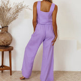 Megan - Minimalist Top and Flared-Trousers Ensemble