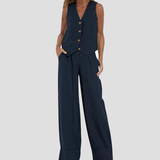 Aira - Button Gilet & Wide Trousers Ensemble