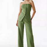 BRIA - Sleeveless Button Two-Piece Set