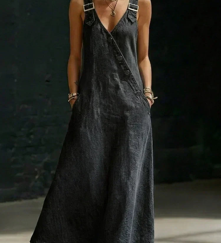 Niamh | Long Button-Down Denim Dress