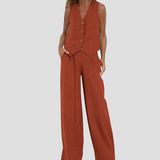 Aira - Button Gilet & Wide Trousers Ensemble
