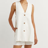 Fiona - Sleeveless Button Ensemble
