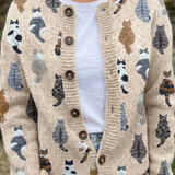 Charlotte | Cozy Cat Print Knit Cardigan