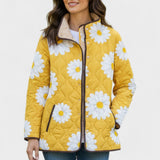 Alma™ | Quilted Jacket with Daisies in Yellow