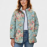 Nadia™ | Quilted Jacket with Roses on Mint