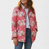 Sylvia™ | Quilted Jacket with Roses in Berry