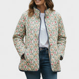 Trudy™ | Quilted Jacket with Roses on Sage