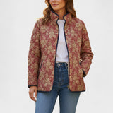 Beryl™ | Quilted Jacket with Blooms in Rust Red