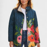 Vera™ | Quilted Jacket with Blooms on Navy