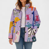 Ursula™ | Quilted Jacket with Dogs in Lilac