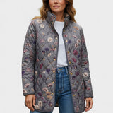 Matilda™ | Quilted Jacket with Floral Pattern in Grey