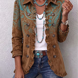 Elsie™ | Blazer in Brown with Turquoise Paisley