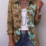 Judith™ | Blazer in Olive with Turquoise Blossoms