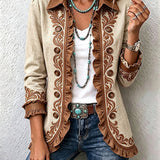 Heather™ | Blazer in Cream with Brown Trim