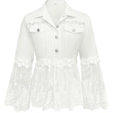 Susan™ | White Jacket with Cutwork Flounce