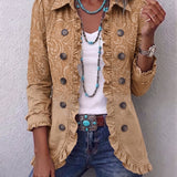 Iris™ | Blazer in Khaki with Ruffled Hem