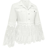 Susan™ | White Jacket with Cutwork Flounce