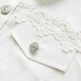 Susan™ | White Jacket with Cutwork Flounce