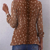 Nicole™ | Blazer in Brown with Polka-Dot Print