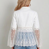 Susan™ | White Jacket with Cutwork Flounce