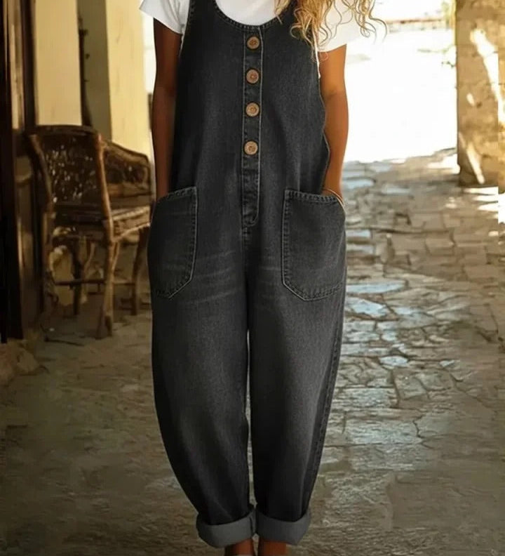 Zoe | Vintage-Wash Denim Jumpsuit