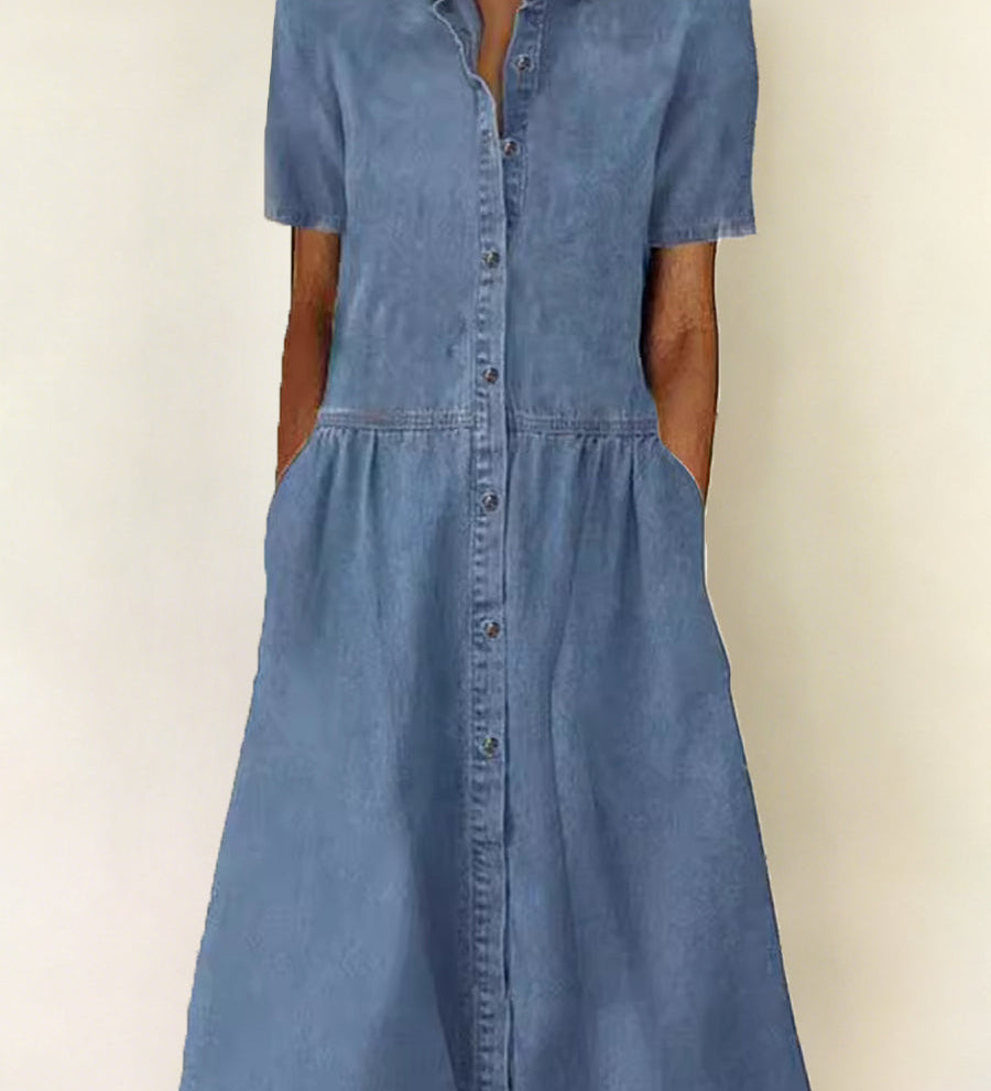 Bethany | Short-Sleeve Denim Dress