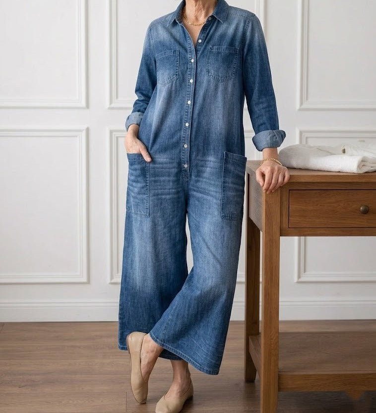 Lily | Cotton Denim Jumpsuit